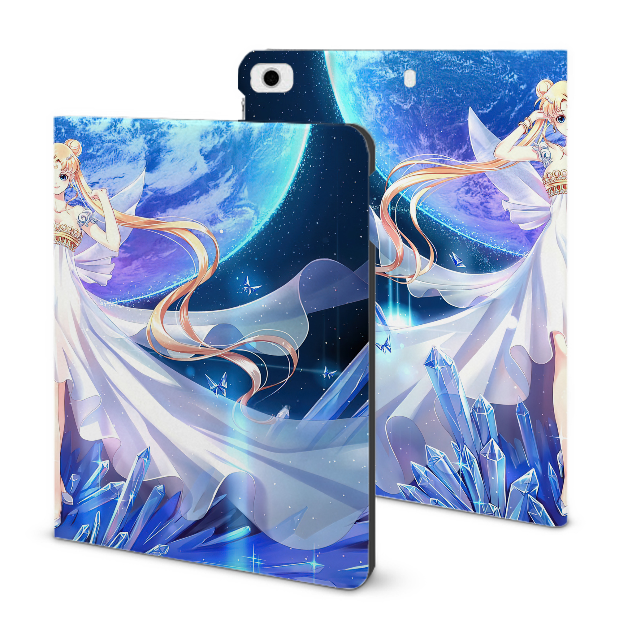 （画像用） 美少女戦士セーラームーン Sailor Moon IPad ケース ブック型 PUレザー TPU 耐衝撃 軽量 薄型 ペン収納なし 全面保護 IPad 各モデル対応